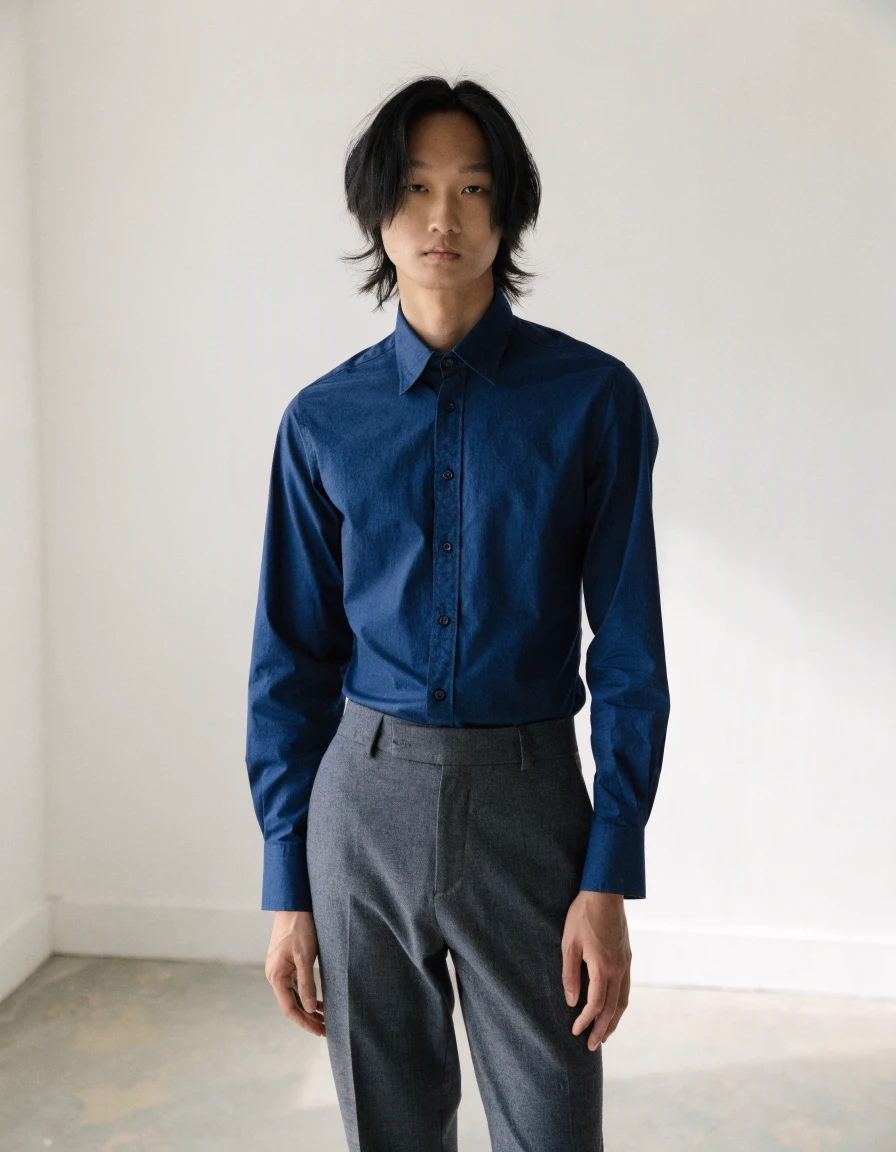 Slim-Fit Shirt in navy, front.