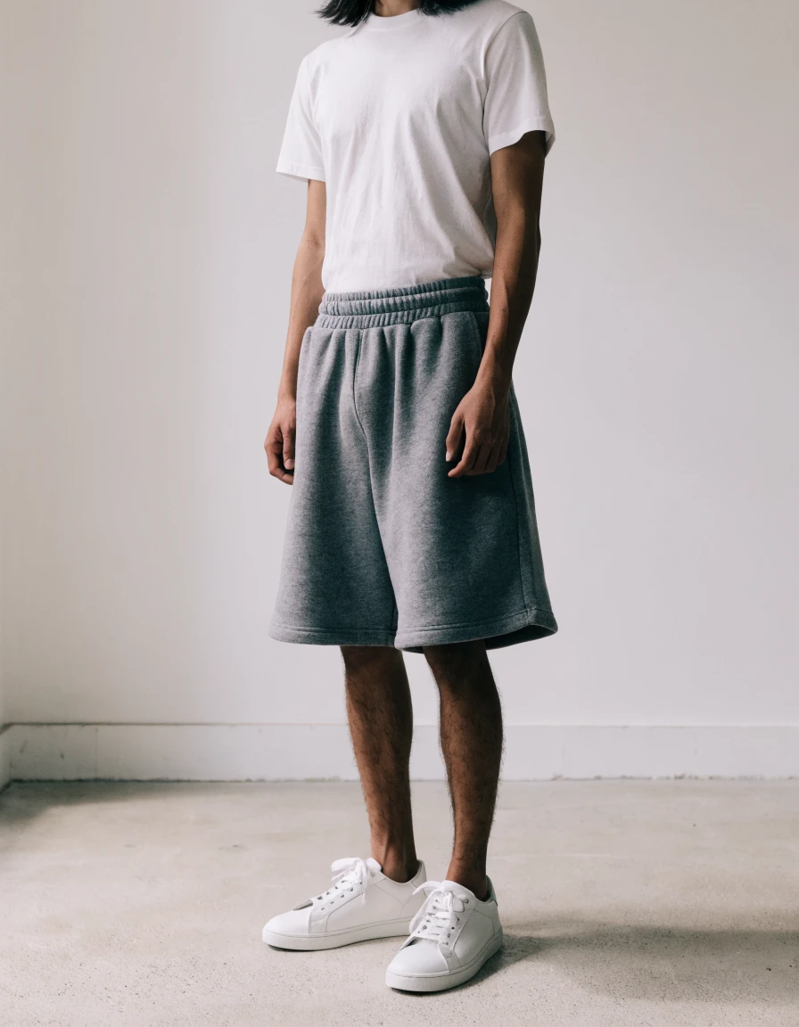 Sweat Shorts in grey, front.