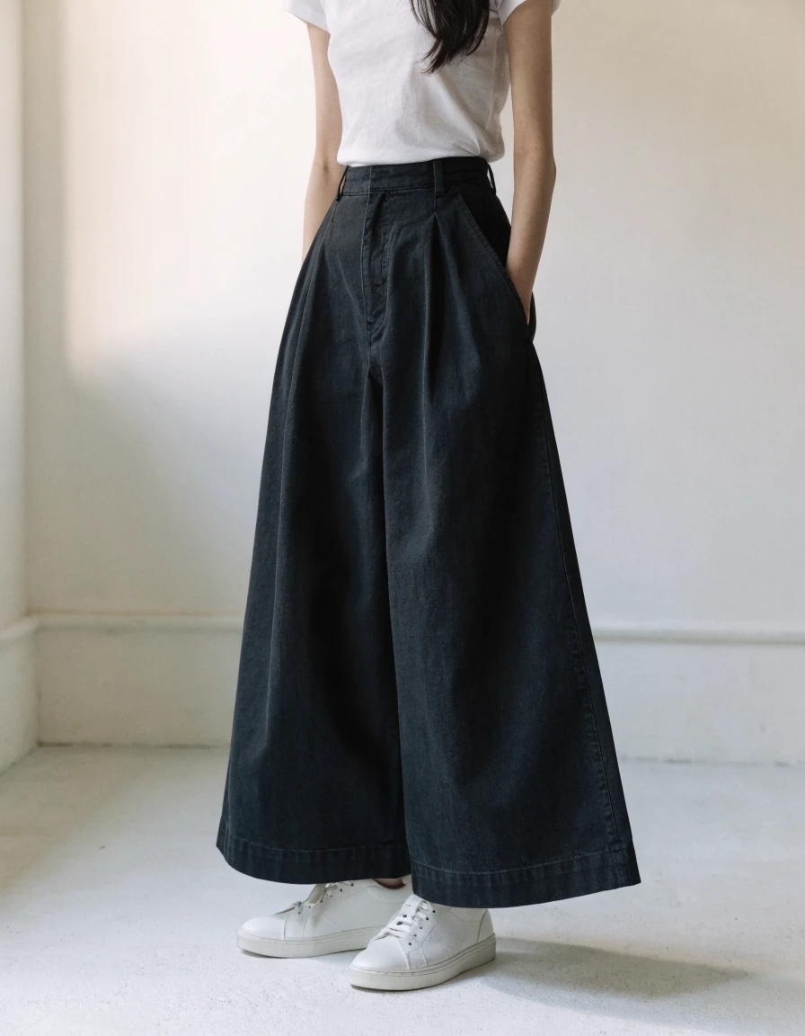 Wide-Leg Pants in black, front.